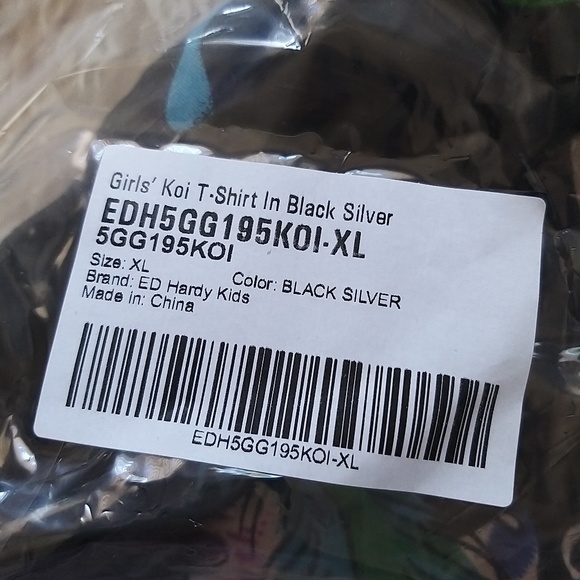 NEW Ed. Hardy Koi Fish Kids T Shirt - Size XL BLK, SILVER, MULTI - Picture 6 of 11